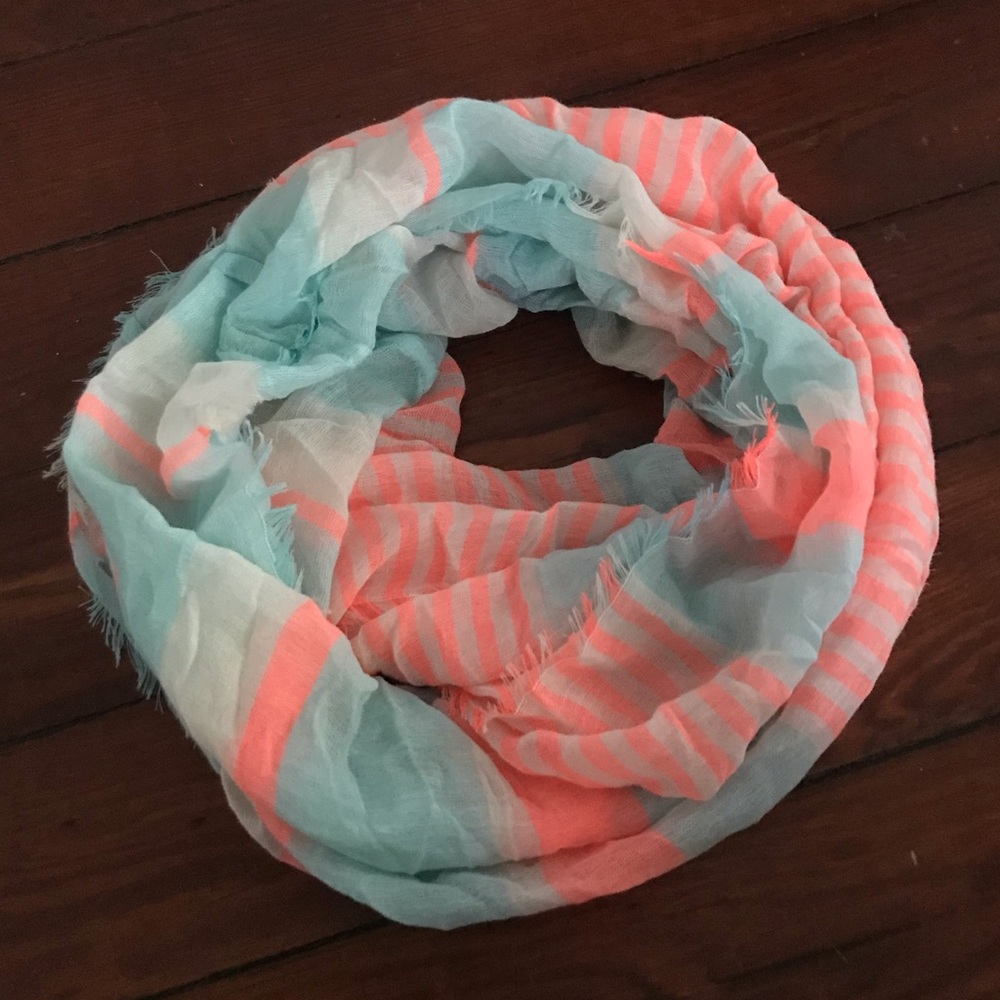 Pink, Blue, and White Infinity Scarf. Like New!